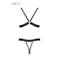 Ensemble Christine Anaïs, lingerie fantaisie, jeu de matières et touches noires élégantes.