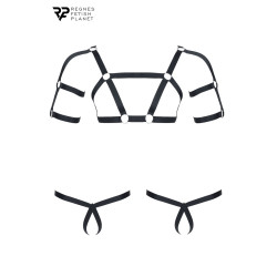 Ensemble harnais et deux strings ouverts Regnes, strings ouverts avec détails ajustables.