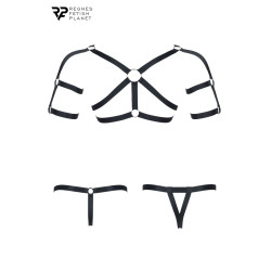 Ensemble harnais et deux strings ouverts Regnes, coupe pensée pour diverses morphologies.