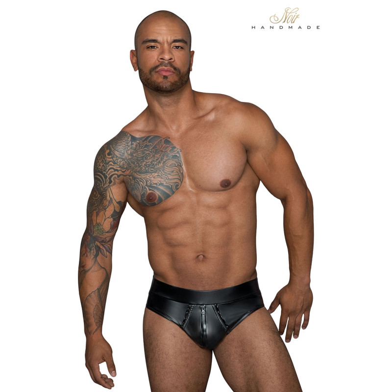 Short sexy zippé H065, accent mis sur la fermeture visible et allure affirmée du modèle.