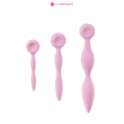 Intimrelax Femintimate, les trois dilatateurs de tailles progressives alignés côte à côte.