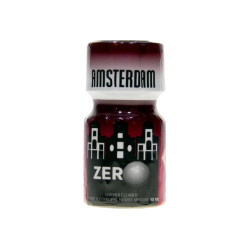 Poppers Amsterdam zero 10ml, le flacon de 10ml avec son étiquette caractéristique.