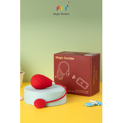 Oeuf vibrant connecté Magic Sundae Magic Motion, le stimulateur à côté de son câble de charge USB.