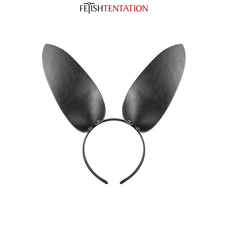 Oreilles de lapin en simili cuir Fetish Tentation, le serre-tête porté sur la tête.