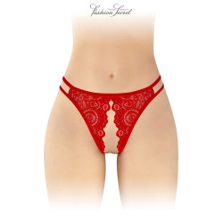 Culotte rouge ouverte Annette Fashion Secret, vue de face de la culotte et son ouverture.