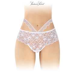 Culotte ouverte blanche Marie Fashion Secret, la coupe ouverte et les ornements de hanches.