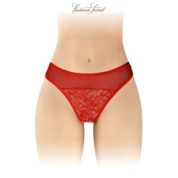 Tanga rouge ouvert Ava Fashion Secret, le tanga rouge porté de face, montrant sa coupe très ouverte.