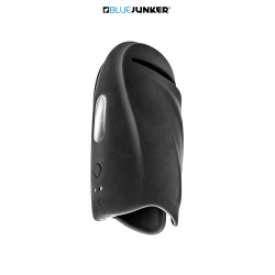 Masturbateur USB 10 programmes Blue Junker, l'appareil tenu en main pour montrer sa flexibilité.