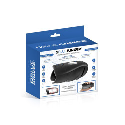 Masturbateur USB 10 programmes Blue Junker, le port de chargement USB et le bouton de commande.