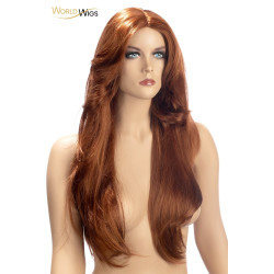 Perruque Rihana rousse World Wigs, la perruque longue avec sa chevelure rousse vue de face.