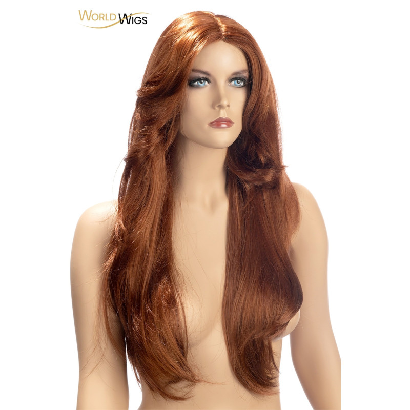Perruque Rihana rousse World Wigs, la perruque longue avec sa chevelure rousse vue de face.