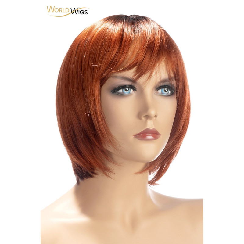 Perruque Alix rousse World Wigs, la perruque courte avec sa coupe en carré dégradé.