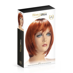 Perruque Alix rousse World Wigs, vue de profil de la coupe courte qui dégage la nuque.