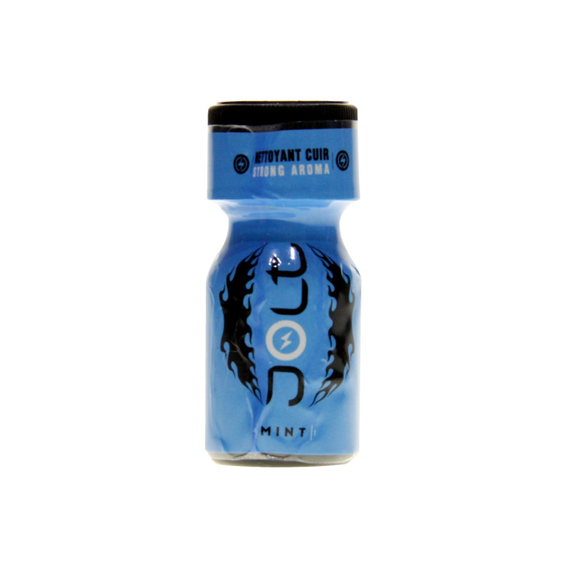 Poppers Jolt Blue Menthe 10ml, le flacon de 10ml de l'arôme à la menthe.