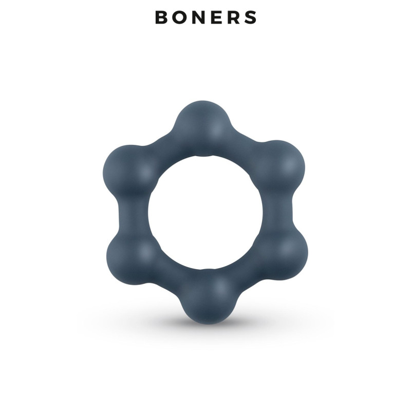 Cockring Hexagonal avec billes en acier Boners Silicone doux, billes en acier stimulantes.