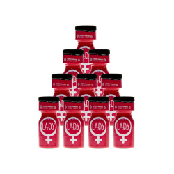 Pack 10 Poppers Lady 10ml Les dix flacons arrangés avec élégance.