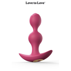 Plug anal vibrant Twinny Bud prune, deux perles vibrantes et silicone liquide pour stimulation douce.