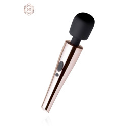 Vibro Wand Massager Rosy Gold étanche, 10 modes de vibration, idéal pour clitoris, tétons et massage corporel.