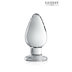 Plug anal verre Glossy Toys n° 25 Clear en verre incassable translucide, forme ogive facilitant la pénétration.