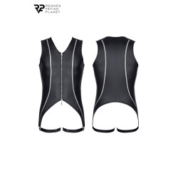 Body ouvert à zip Regnes Détail fermeture éclair double sens, design masculin sensuel, tissu solide et résistant