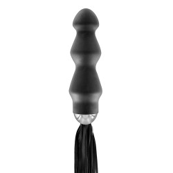 Sextoy double usage avec fouet noir et manche pénétrable, conçu pour le plaisir anal ou vaginal.