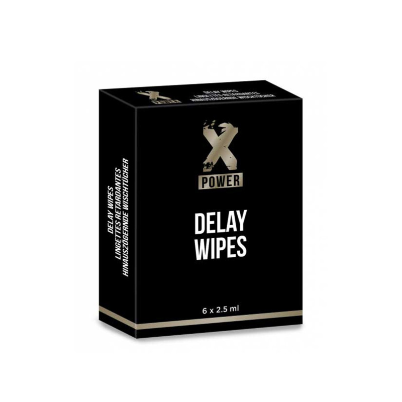 6 Lingettes retardantes Delay Wipes XPOWER, format poche pour une utilisation discrète.