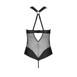 Body sexy Amanda Passion string à ouverture triangle avec anneau chromé et ficelle amovible.