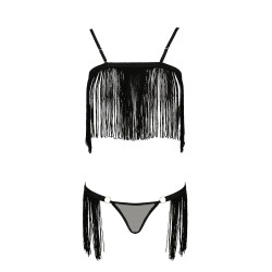 Ensemble sexy Kassandra Passion avec anneaux décoratifs, franges sensuelles et style élégant.