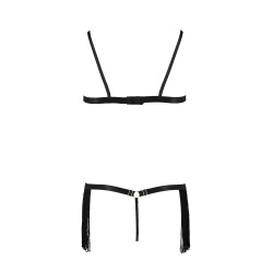 Ensemble sexy Kassandra Passion, harmonie de franges, tulle noir et détails chromés pour séduire.