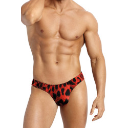 String Savage Anaïs for Men,érotique pour homme en noir et rouge, couture zig-zag et effet ondulé séduisant.