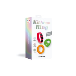 Kit Neon Ring Love to Love,Anneaux multi-usages pour verges et testicules, tissu silicone et silicone liquide, grand confort.