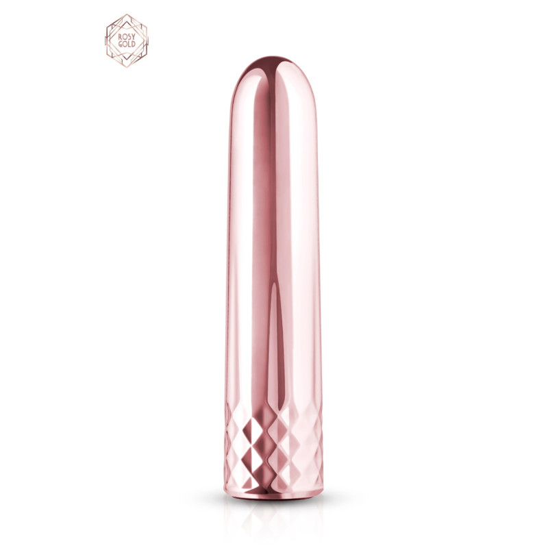Mini vibro Rosy Gold,design élégant et doux, idéal pour un plaisir discret partout.
