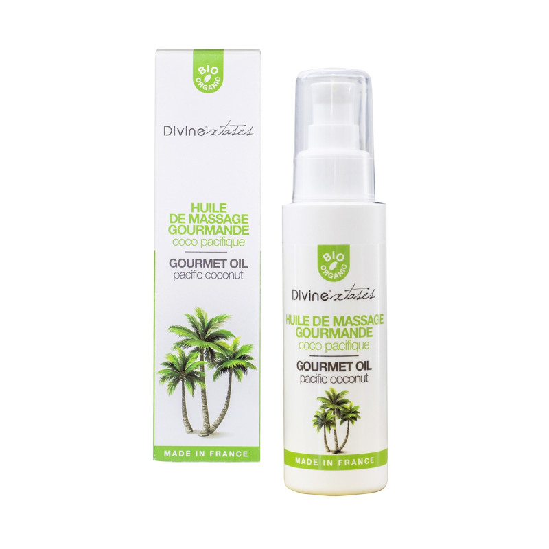 Huile de massage gourmande BIO Noix de cococexotisme naturel et soin hydratant renforcés avec ce produit
