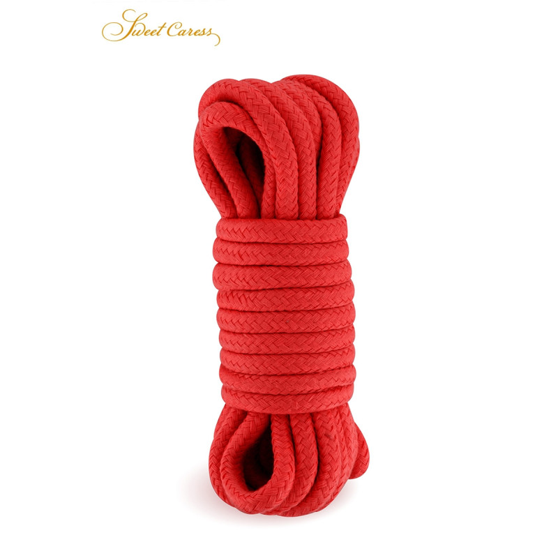 Corde de bondage rouge Sweet Caress 5 m en coton doux pour jeux BDSM et shibari