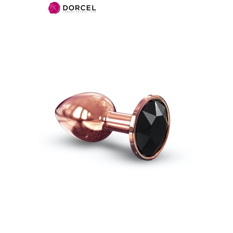 Diamond Plug S Dorcel, plug anal métal or rose avec bijou diamant noir