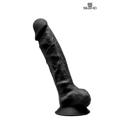 Gode ​​SilexD 20 cm noir, silicone double densité avec ventouse puissante