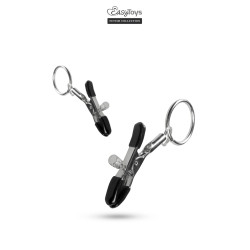 Pinces à tétons avec anneau - Easytoys Fetish Collection en métal, réglables par vis latérale