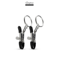 Pinces à tétons avec anneau - Easytoys Fetish Collection Embouts en PVC souple assurant confort et protection