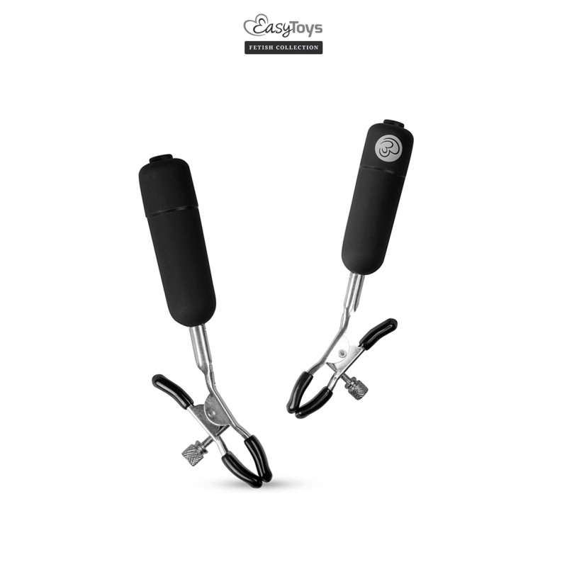 Pinces à tétons vibrantes  - Easytoys Fetish Collection métal, réglables par vis