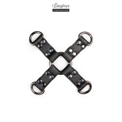 Croix en cuir Hog Tie - Easytoys Fetish Collection anneau central métal et sangles cuir