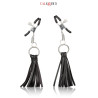 Pinces à tétons avec pompons - Calexotics  en simili cuir noir