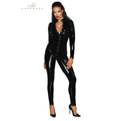 Combinaison intégrale vinyle F247 brillante et moulante pour look fetish chic