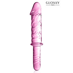 Gode en verre rose translucide Glossy Toys N° 12 Pink, incassable