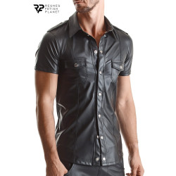 Chemise wetlook noire Luca Regnes homme Slim-Fit