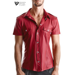 Chemise wetlook rouge Carlo Regnes coupe Slim-Fit homme
