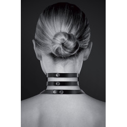 Collier Fetish large avec anneau argenté ras de cou sexy jeu de soumission sensuel