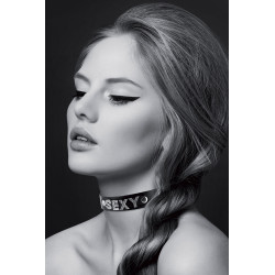 Collier strass SEXY Bijoux Pour Toi noir cuir brillant glamour et audacieux