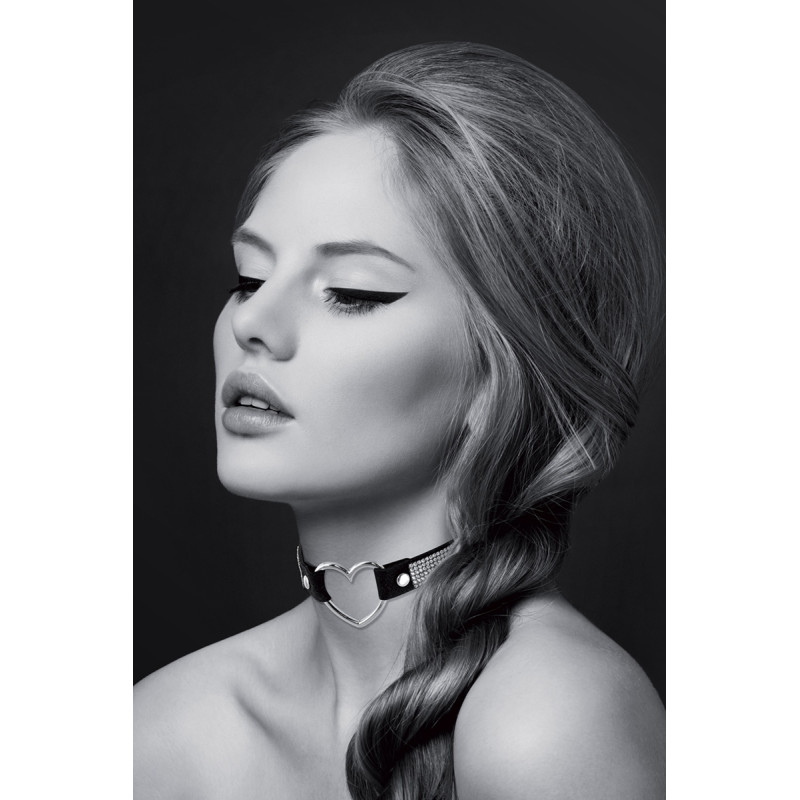 Collier strass et cœur Bijoux Pour Toi scintillant noir chic et charme Fetish