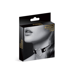 Collier strass et cœur Bijoux Pour Toi noir simili cuir bijou coquin et luxueux