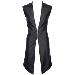 Veste longue sans manche wetlook Marco Regnes col sans manche fermeture zip argentée